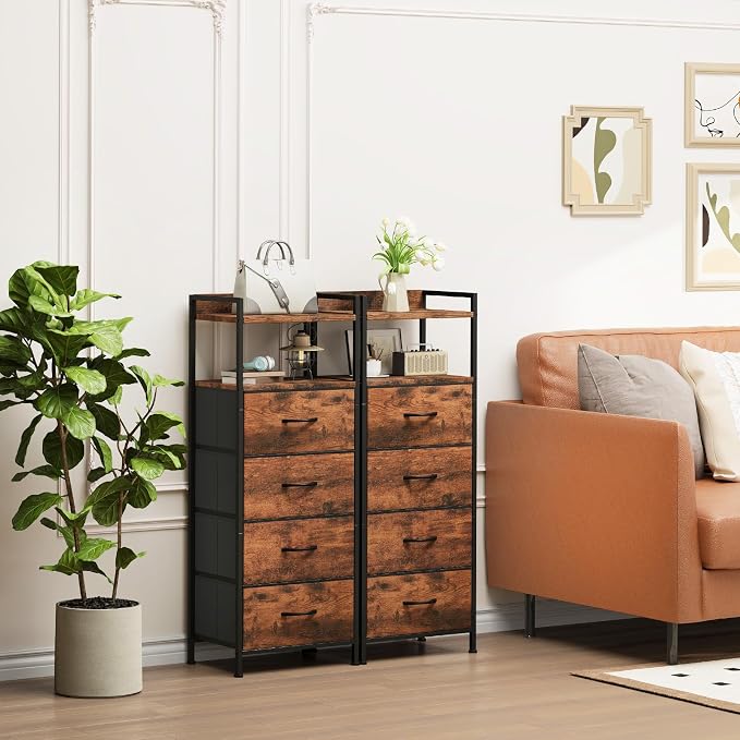 Somdot Nightstand with 4 Drawers, Vertical Storage Tower Fabric Dresser - Image 4