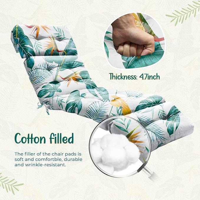 2 Pack Outdoor Chaise Lounge Chair Cushion 75.1 x 22.8 x 4.7 Inches 100% - Image 6