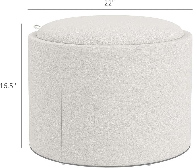 HOMCOM Round Storage Ottoman - Image 3