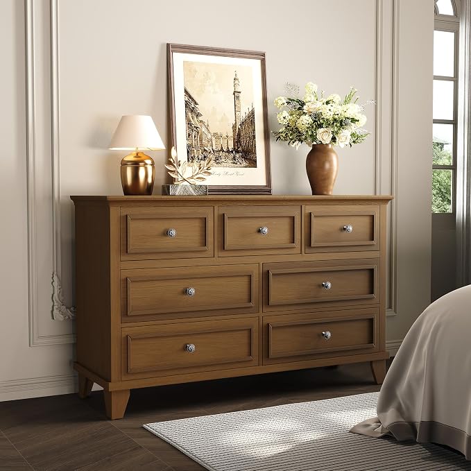 IDEALHOUSE 7 Drawer Dresser, Large Wooden Storage Chest of Drawers - Image 4