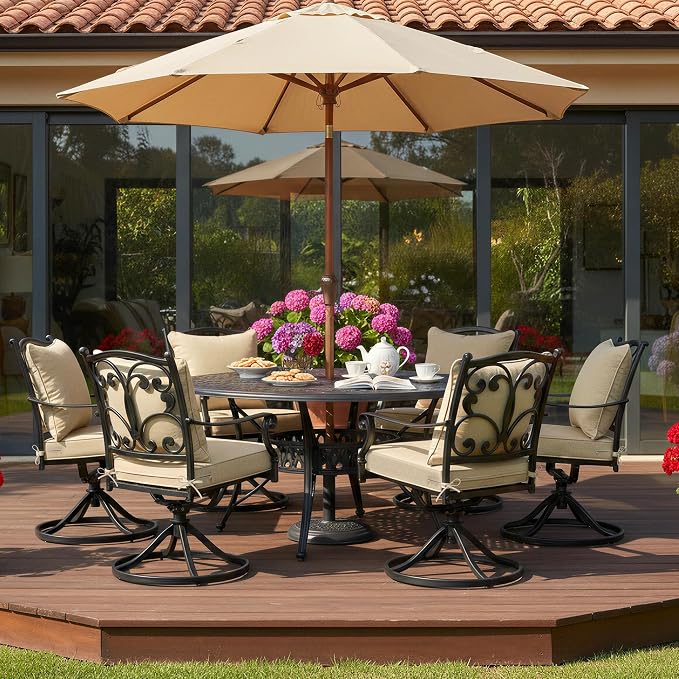 Summsun Outdoor Chair Cushions Set of 4, Faux Linen Patio Furniture Cushions - Image 9