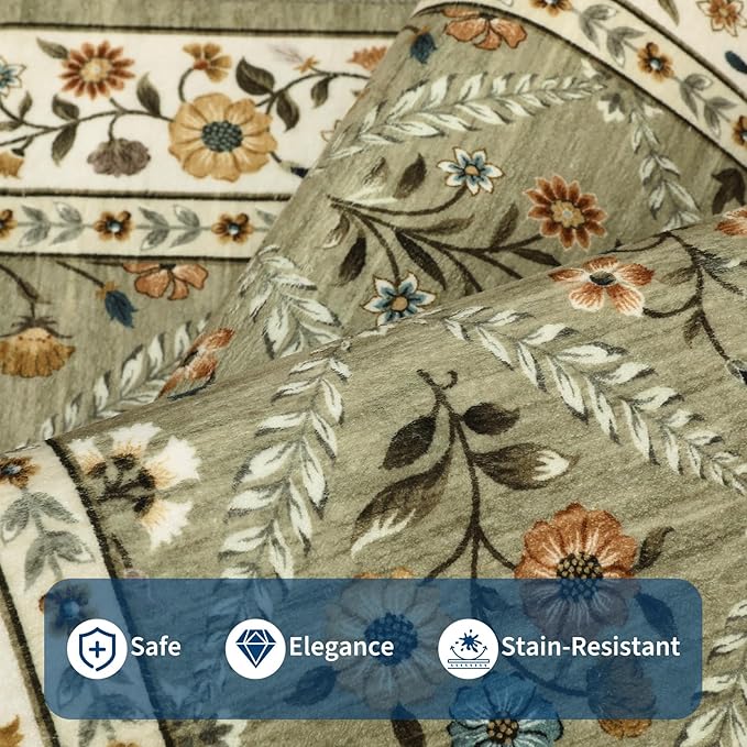 GarveeHome 8x10 Washable Large Living Room Rug Water Resistant Distressed - Image 4