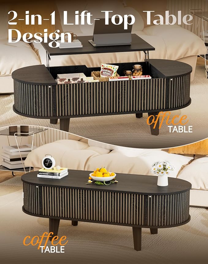 Oval Lift Top Coffee Table - Image 7