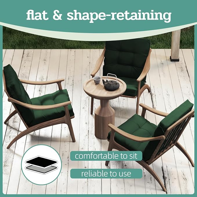 Outdoor Chair Cushion, High Back Soft Seat Pad - Image 7
