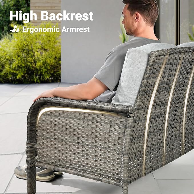 ovios 8-Piece Patio Furniture Set, Outdoor Wicker Sofa - Image 6