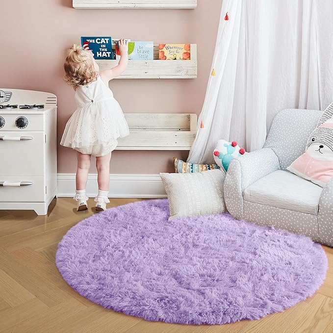 Amdrebio Light Purple Large Round Rugs 6Ft - Image 7