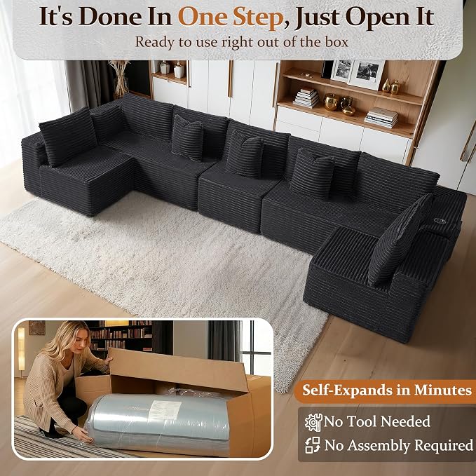 168" Cloud Sectional Couch, Comfort U Shaped Sofa - Image 3