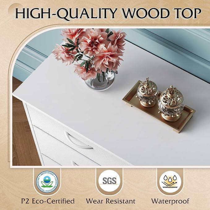 WLIVE 75.5'' White Dresser for Bedroom, TV Stand for 85, 65 Inch TV, 12 Drawer - Image 8