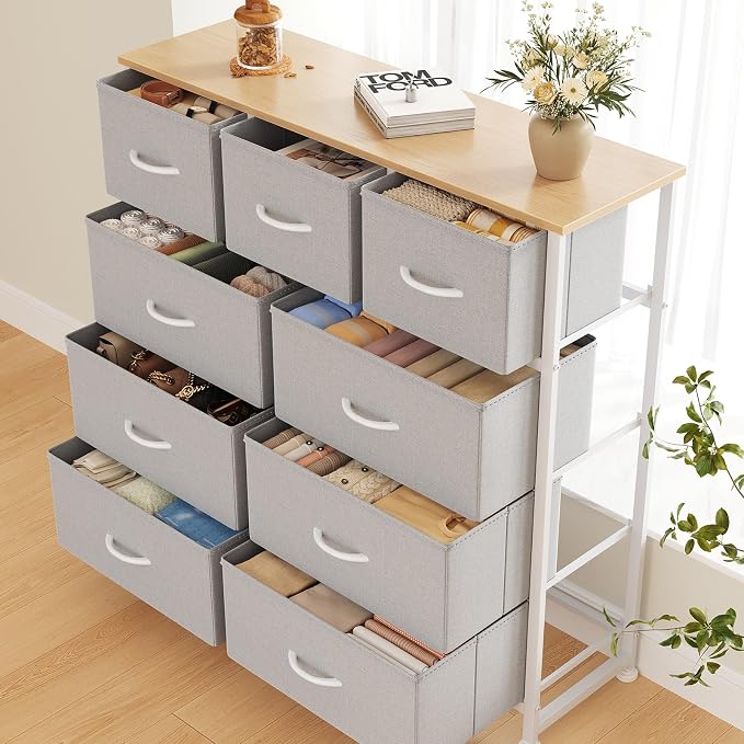DUMOS 9 Drawer Dresser for Bedroom, Fabric Storage Organizer - Image 8