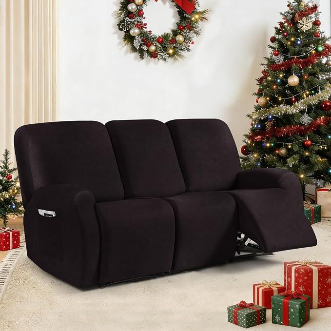 ANARACHON Leather Look Recliner Couch Cover, 8-Pieces Stretch Recliner Sofa - Image 2