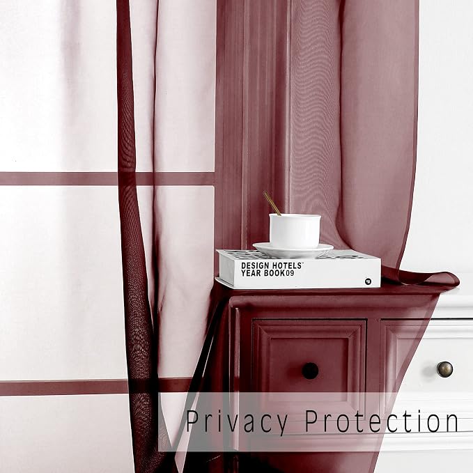 OWENIE Sheer Curtains, Sheer Curtains 63 inch Length 2 Panels Set, Rod Pocket - Image 2