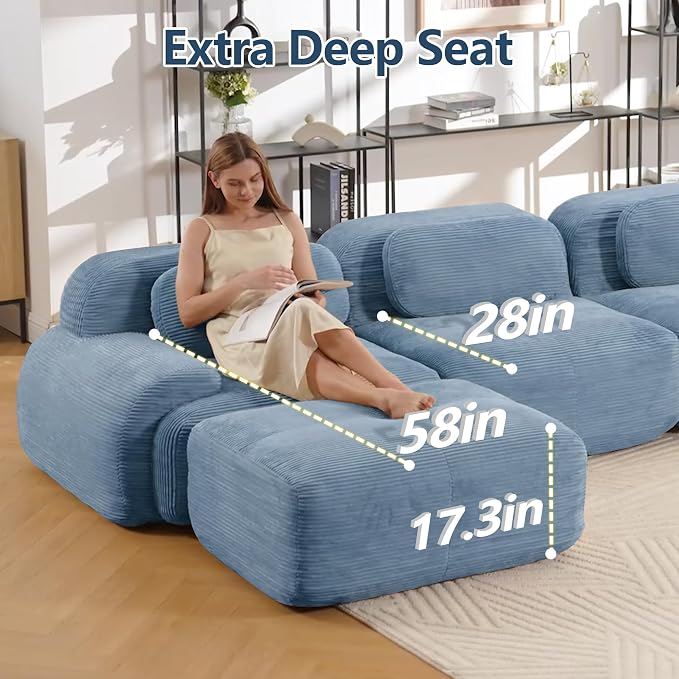 Boneless Sectional Couch, No Assembly Required, 117.3” Modular Cloud Sofa - Image 5