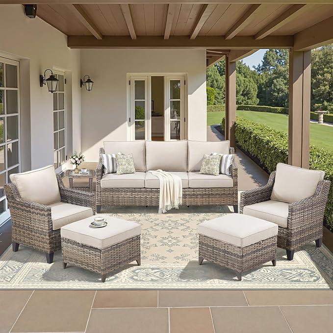 Buenhomino Outdoor Patio Furniture Set-PE Wicker Sofa Couch by AMCLOBA