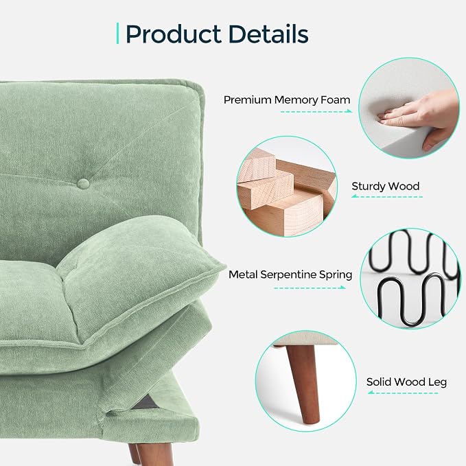 LINSY HOME Futon Sofa Bed, 3 in 1 Convertible Comfy Loveseat Sleeper Sofa Bed - Image 5