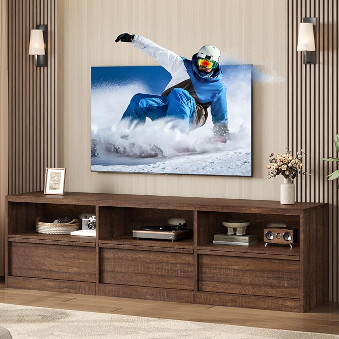 GarveeHome 70 in TV Stand for TVs up to 85 in, Mid Century Modern Entertainment - Image 2