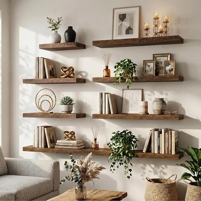 FLYJOE Floating Shelves for Wall, 72 Inch Floating Shelves Set of 2, Kitchen - Image 3