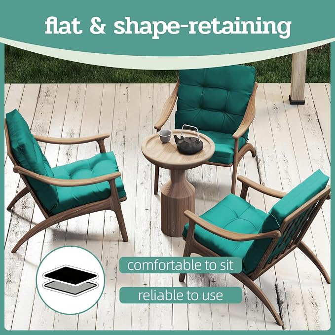 Outdoor Chair Cushion, High Back Soft Seat Pad - Image 7