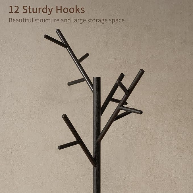 Muwuele Coat Rack, Solid Wood Coat Rack Freestanding - Image 7