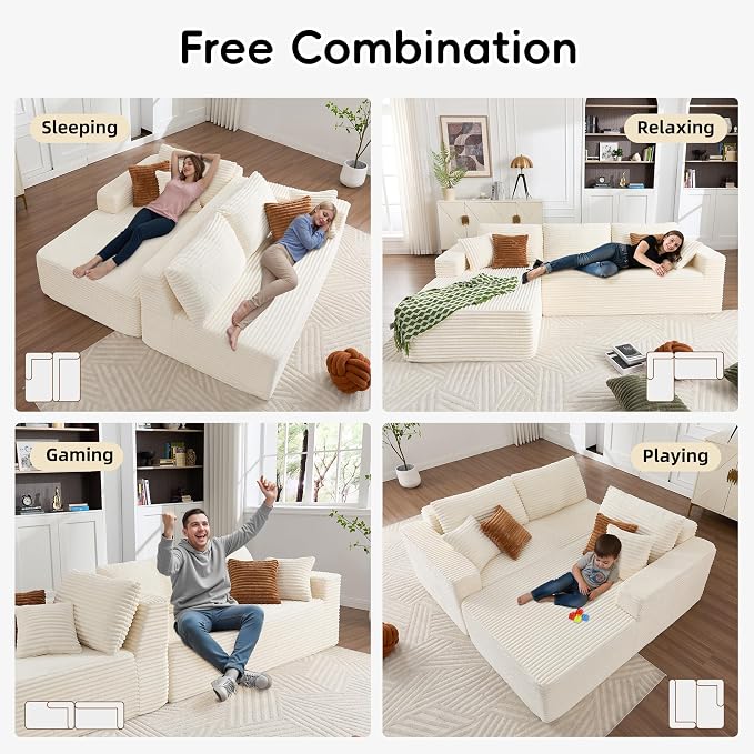 Opiesit 108" Boneless Couches for Living Room, Modular Sectional Sofa - Image 5