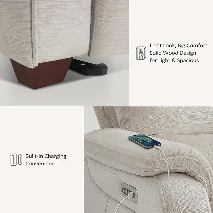 MCombo 61.6'' Wall Hugger Power Loveseat Recliner, Reclining Loveseat - Image 7