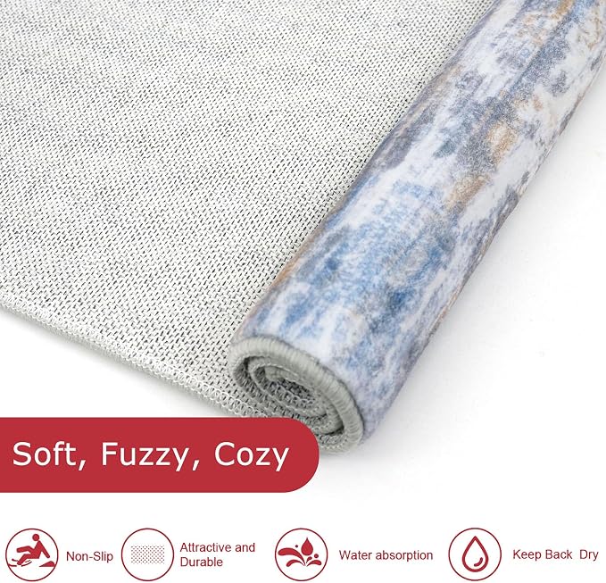KOZYFLY Modern Abstract Hallway Runner Rug, 2.6x8 Washable Rug Runner Non-Slip - Image 6