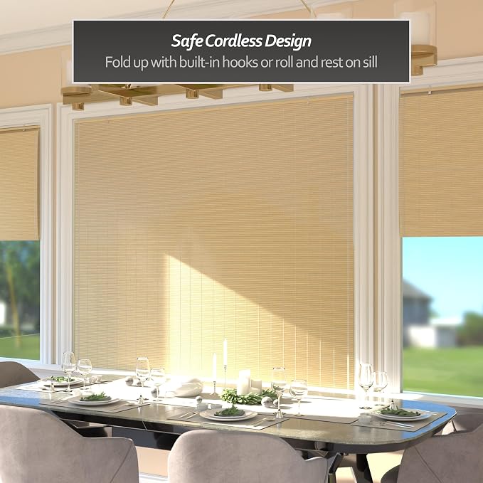 Red Lantern Bamboo Cordless Window Shade - Image 3