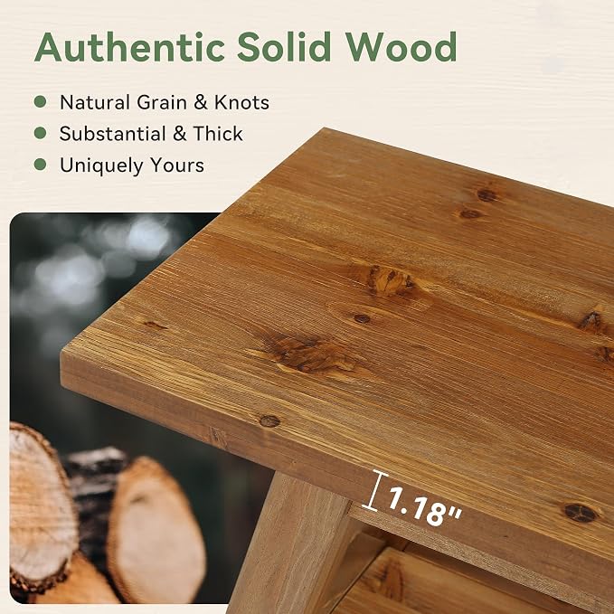 63” Wood Dining Room Bench, Farmhouse Kitchen Bench - Image 5