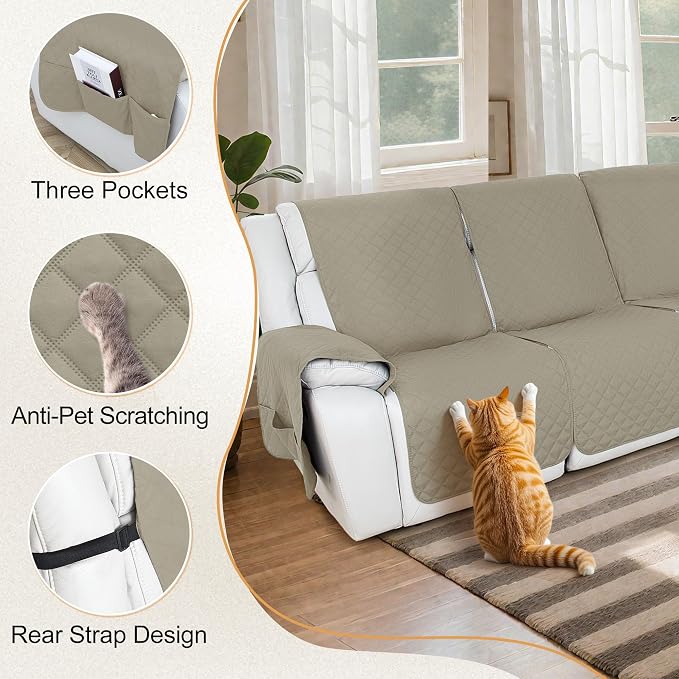 HDCAXKJ Reclining Sectional Couch Covers L Shape Recliner Sofa Middle Console - Image 4
