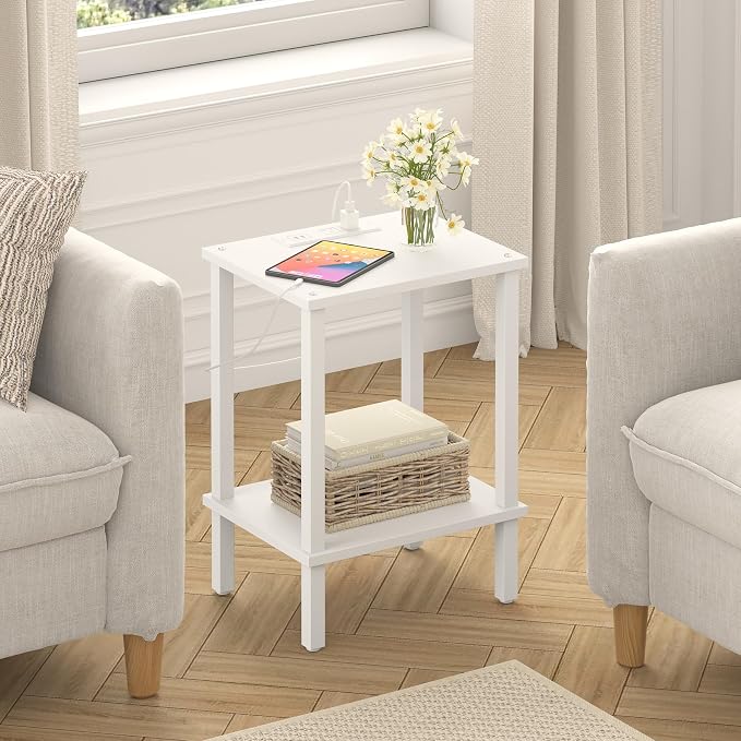 TUTOTAK End Table with Charging Station, Small Side Table with Outlets - Image 8