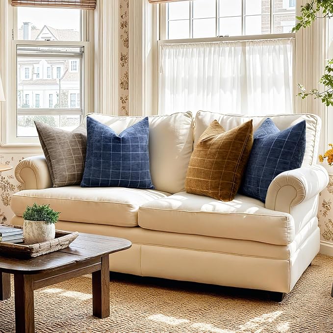 MIULEE Decorative Chenille Check Lumbar Throw Pillow Covers Vintage Plaid Couch - Image 5