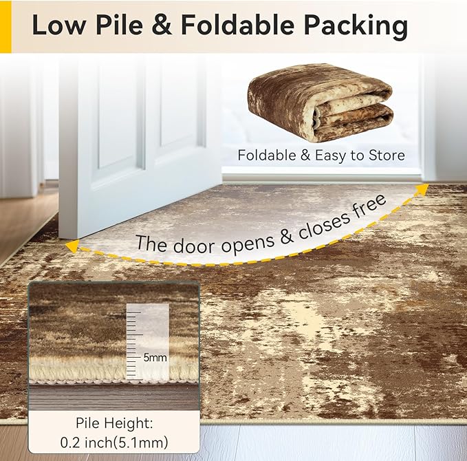 Washable Area Rugs 8'x10' Non-Slip Modern Abstract Soft - Image 6