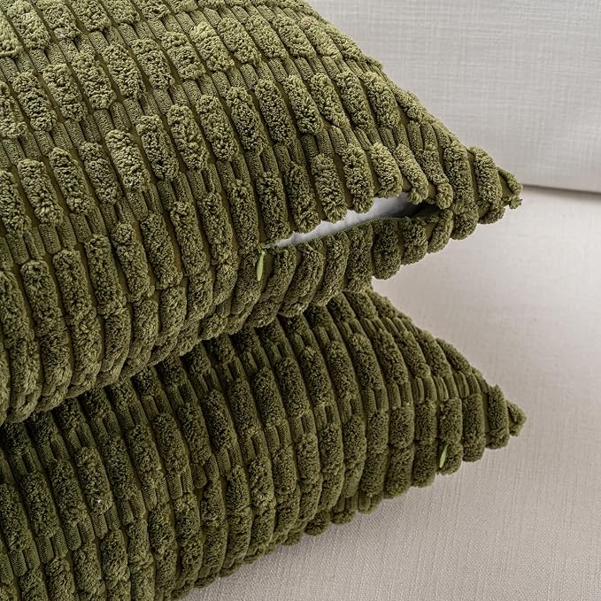Fancy Homi 4 Packs Boho Moss Green Decorative Throw Pillow Covers 22x22 Inch - Image 3