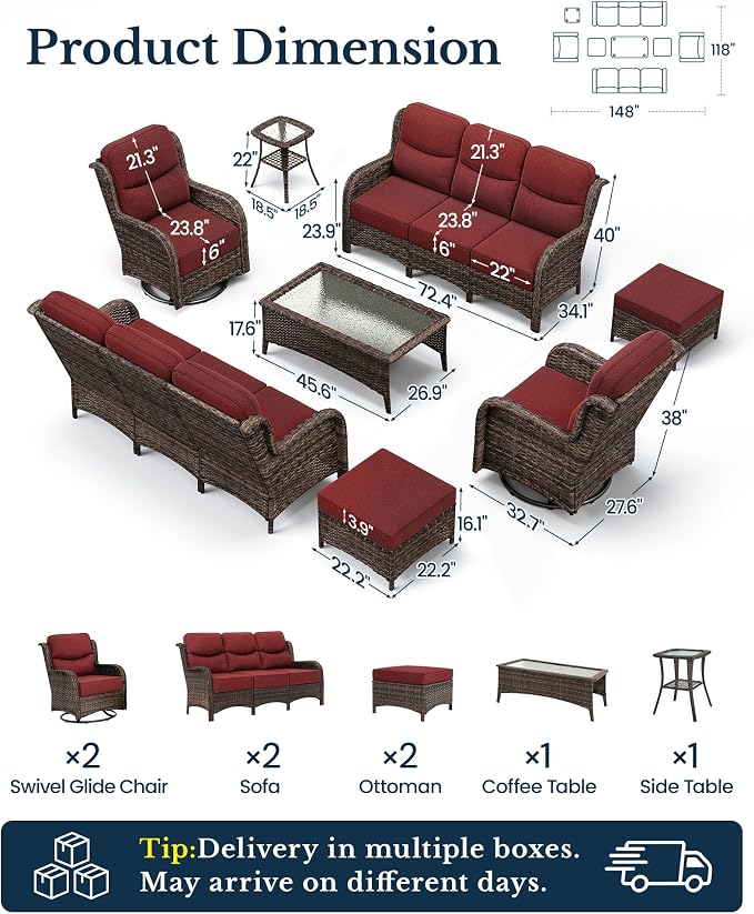 HILLGA 8-Piece Luxury Patio Furniture Set - Image 2
