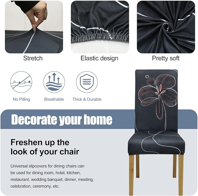 BIETYONE Stretch Dining Chair Covers Set of 6, Soft Removable Washable Kitchen - Image 3