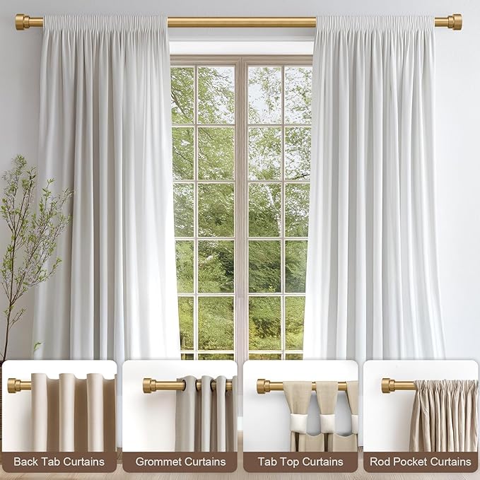 Lootkell 2 Pack Modern Gold Curtain Rods - Image 3