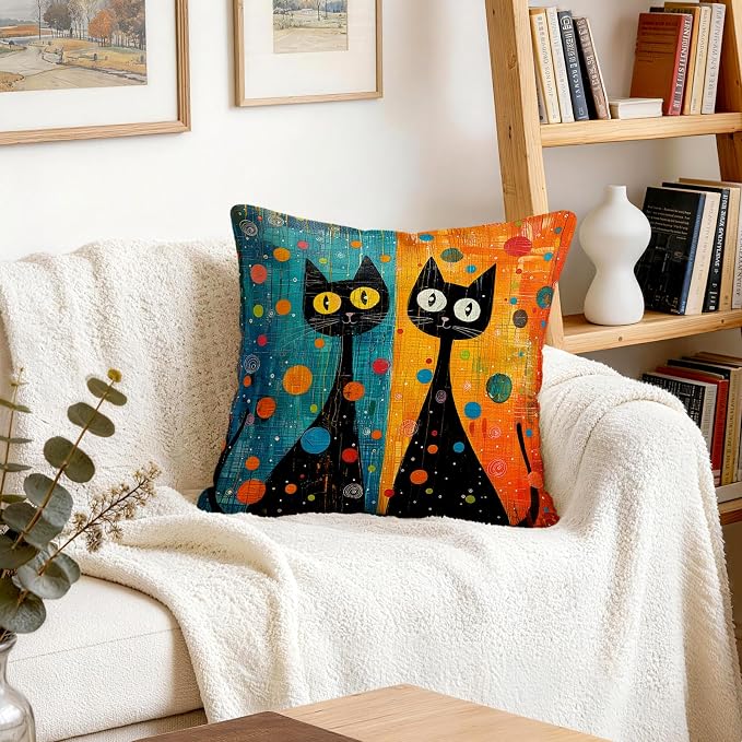 OBSEDE Black Cat Abstract Art Decorative Throw Pillow Covers 18 × 18 in - Image 8