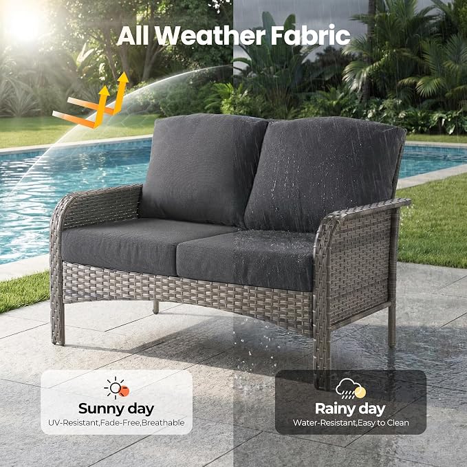 Weaxty 7 Pieces Patio Furniture Set, Wicker Outdoor Swivel Rocking Chairs - Image 7