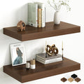 Fun Memories 12 Inch Deep Walnut Floating Shelf, 24 x 12 Rustic Wood Wall Shelf by FunMemories