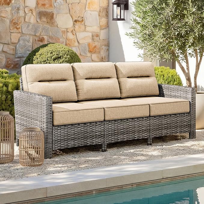 Luxury Outdoor Furniture, 6-Inch Thick Cushion Patio Sofa, Oversized Comfort by NUSBAY