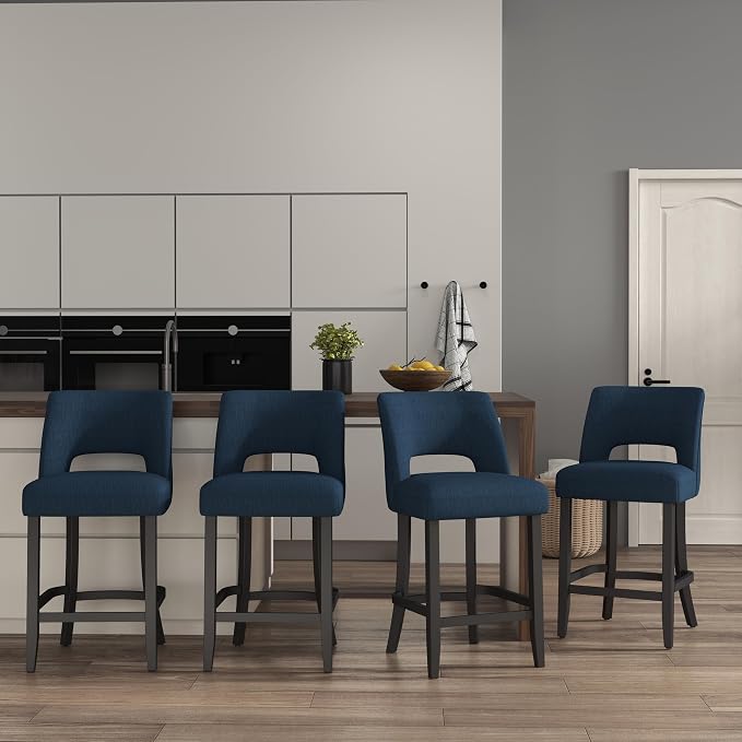 VKNOW Bar Stools Set of 4, Modern Counter Height Bar Stools - Image 3
