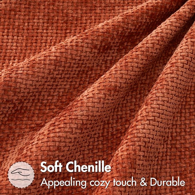 MIULEE Pack of 2 Burnt Orange Decorative Pillow Covers 18x18 Inch Soft Chenille - Image 3