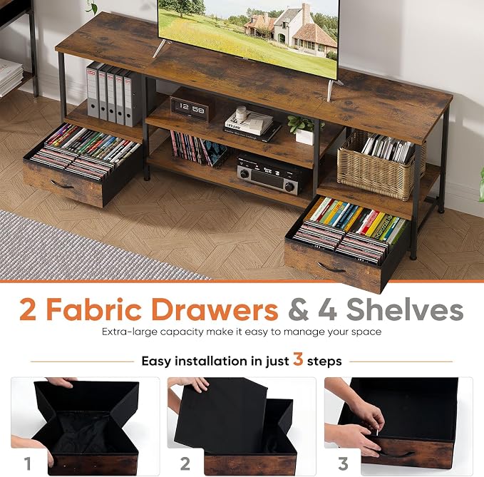 DUMOS 63 inch TV Stand, Entertainment Center - Image 5