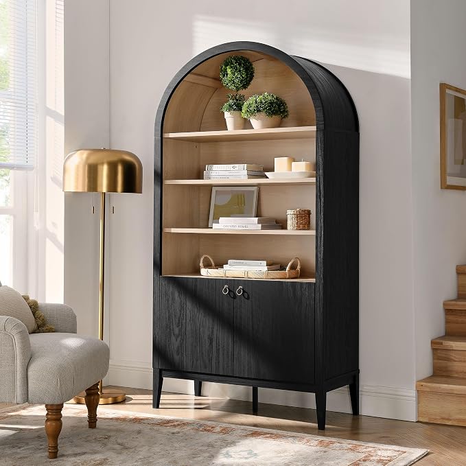 Modway Nolan Tall Arched Storage Display Cabinet in Black - Image 2