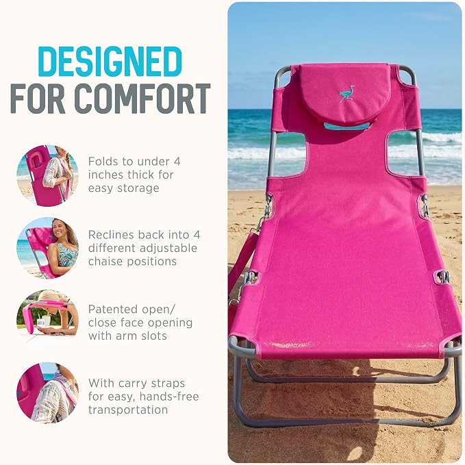 Ostrich the Original Chaise 72 x 22 Inch Lounge Portable Reclining Lounger - Image 5