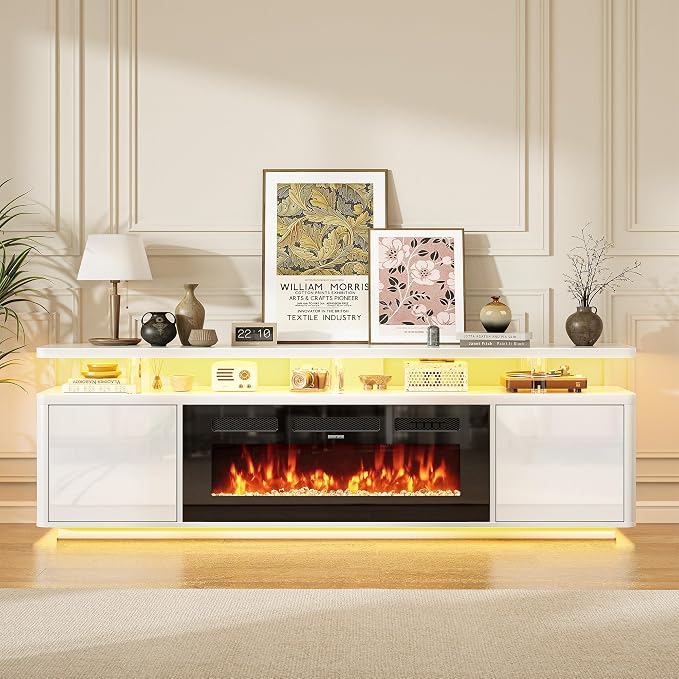 70" Fireplace TV Stand with Double LED Lights - Image 6