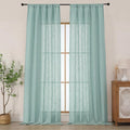Chyhomenyc Extra Long Aqua Green Semi Sheer Curtains 108 Inches Long 2 Panels by Chyhomenyc