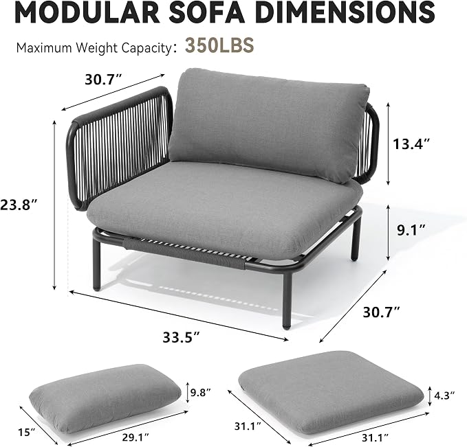 Crestlive Products Outdoor Patio Furniture Set, 4 Seater Modular Oversized - Image 8