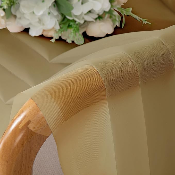 Simplebrand Gold Sheer Curtains, 2 Panels Set - Image 6