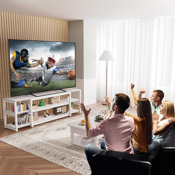 Aquzee White TV Stand for up to 85inch, Entertainment Center for 70 75 80 85" TV - Image 2