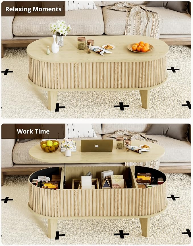 Oval Coffee Table with Lifting Top - Image 6